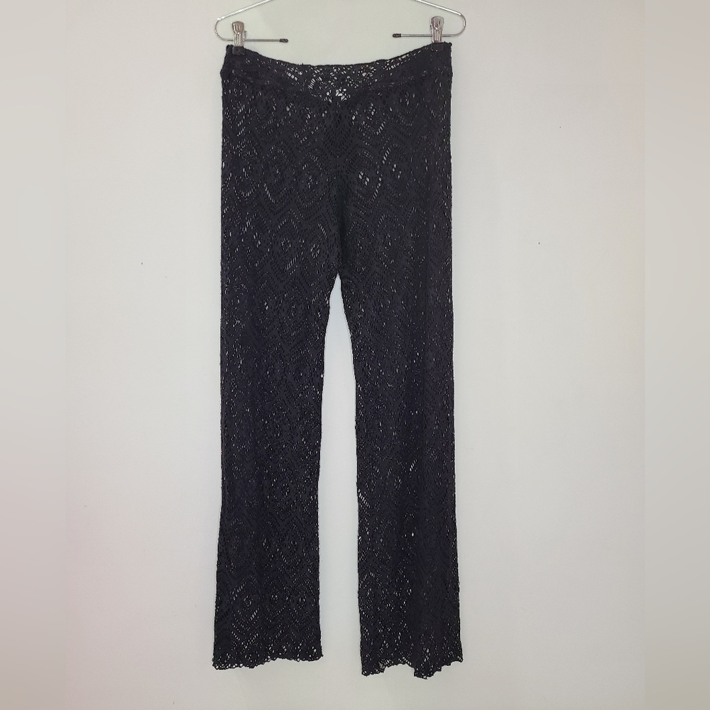 Becca Black Amore Lace Swim Cover-Up Palazzo Pants Sz S/M - Picture 3 of 10